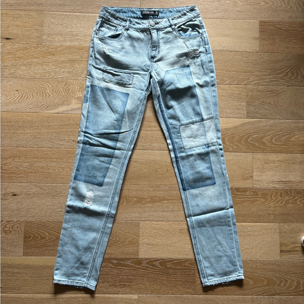 Vintage Inspired Design Lab Denim Size 26 Distressed Patchwork Jeans
